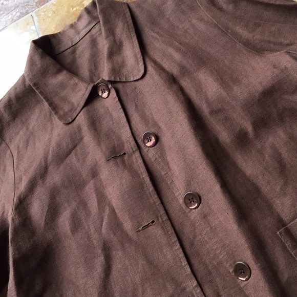Elliott Lauren warm earth brown linen jacket/top - Picture 3 of 8